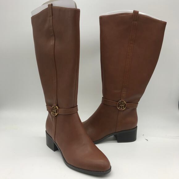 Tommy Hilfiger Womens Diwan2 Riding Boots Brown Block Heel Side Zip 9.5 M New - Picture 4 of 12